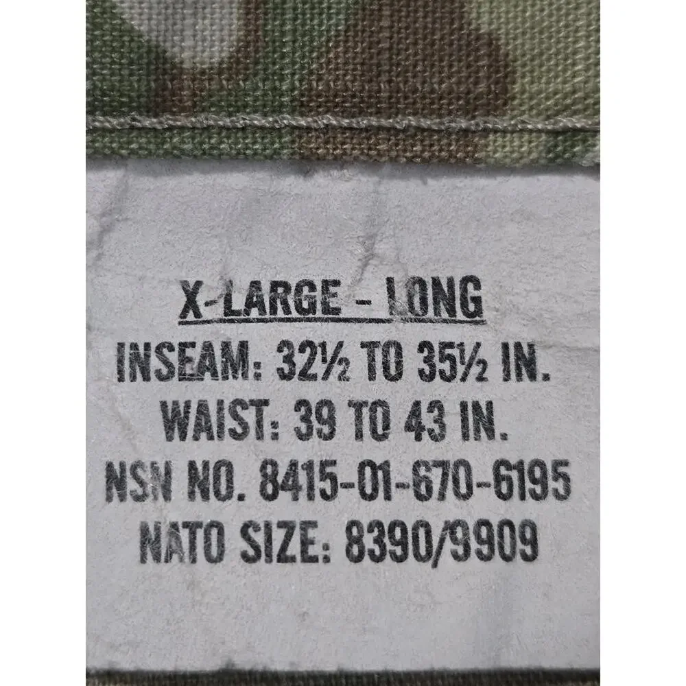 US Army IHWCU OCP Pants X-Large Long 8415-01-670-6195 Multicam Trousers